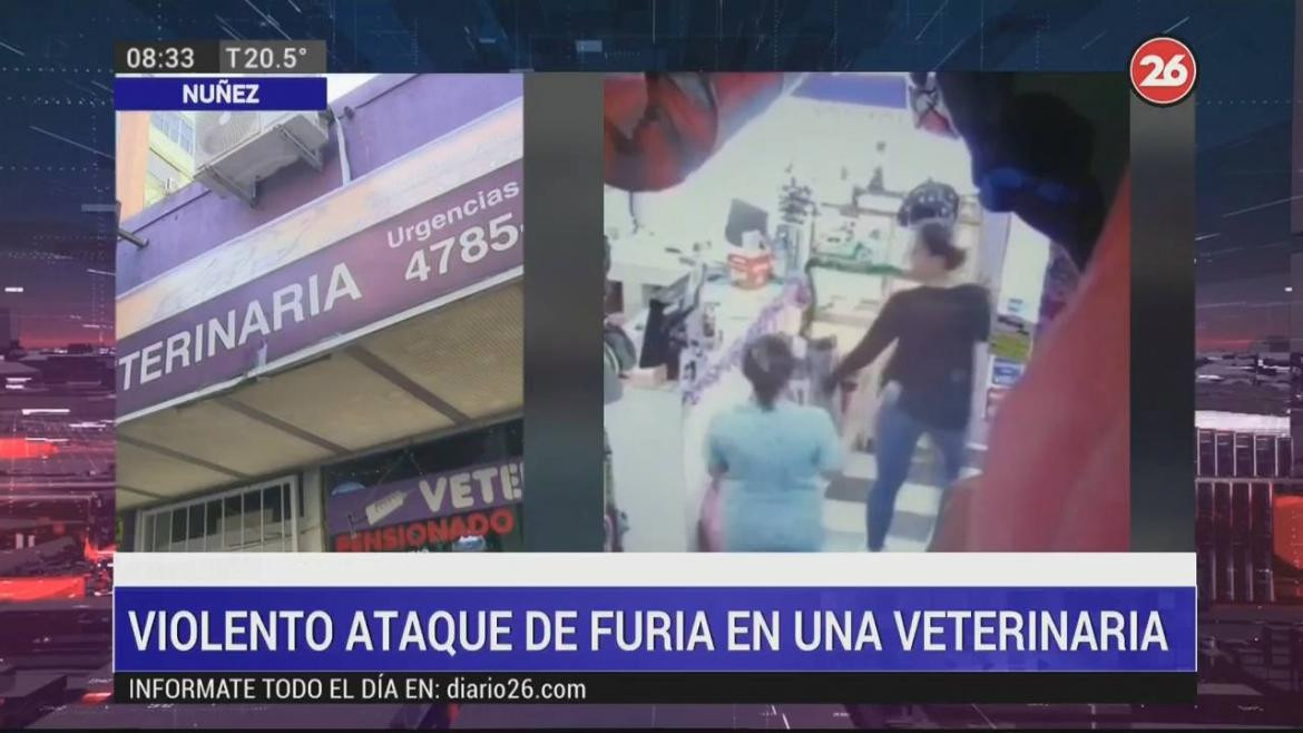 Ataque de furia en una veterinaria de Nuñez, CANAL 26