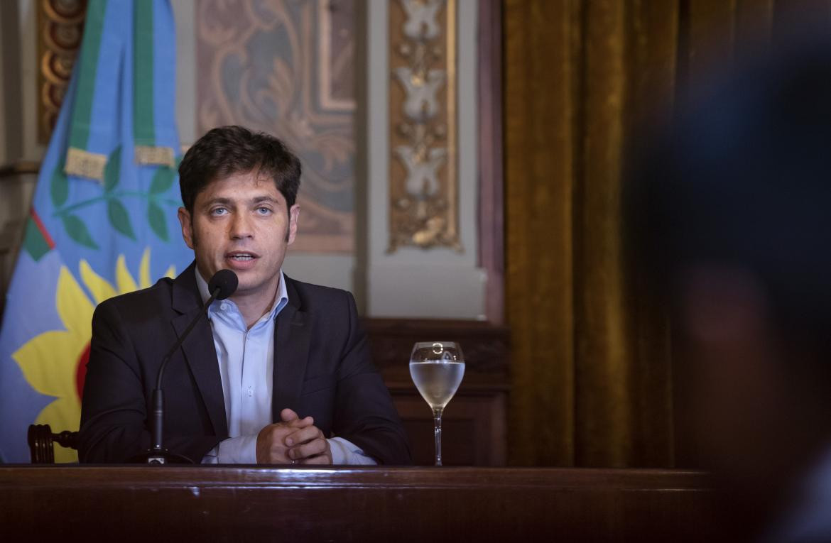 Axel Kicillof, conferencia de prensa en Casa de Gobierno Bonaerense, NA