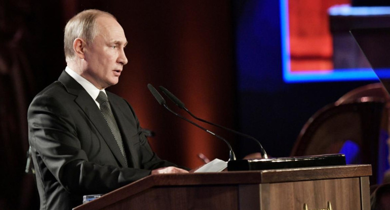 El presidente ruso, Vladimir Putin, habla durante el Foro Mundial del Holocausto en Jerusalén, Reuters