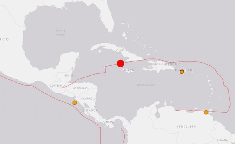 Terremoto de magnitud 7,7 sacudió el Mar Caribe, Imagen del Servicio Geológico de EEUU