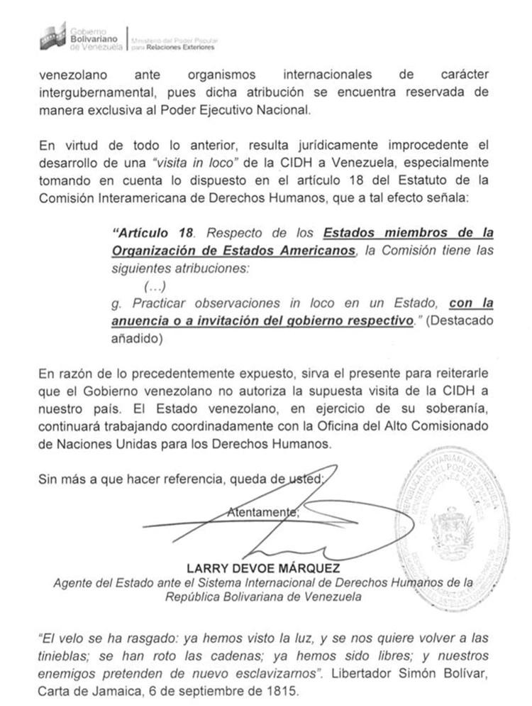 El régimen de Maduro niega autorización a CIDH para entrar a Venezuela