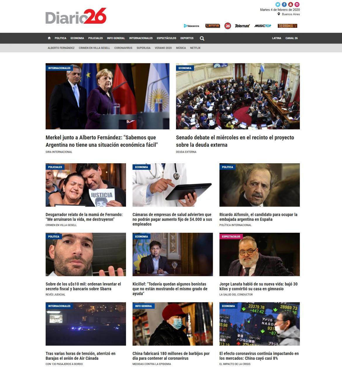 Tapas de Diarios - Diario 26 - Lunes 03-02-20