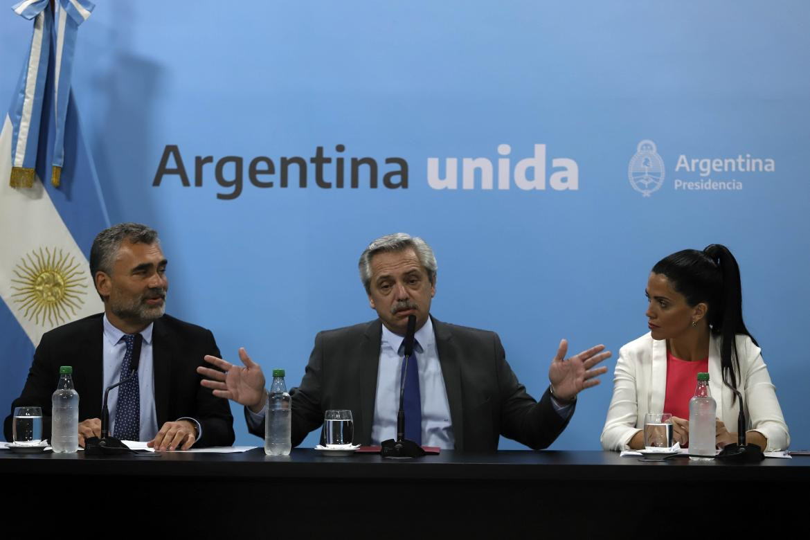 Alberto Fernández en conferencia de prensa en Casa Rosada, NA