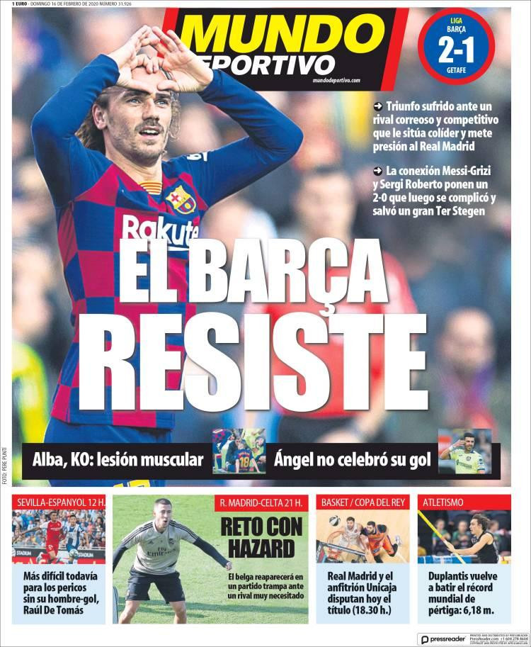 Tapas de diarios, domingo 16 de febrero de 2020, MUNDO DEPORTIVO