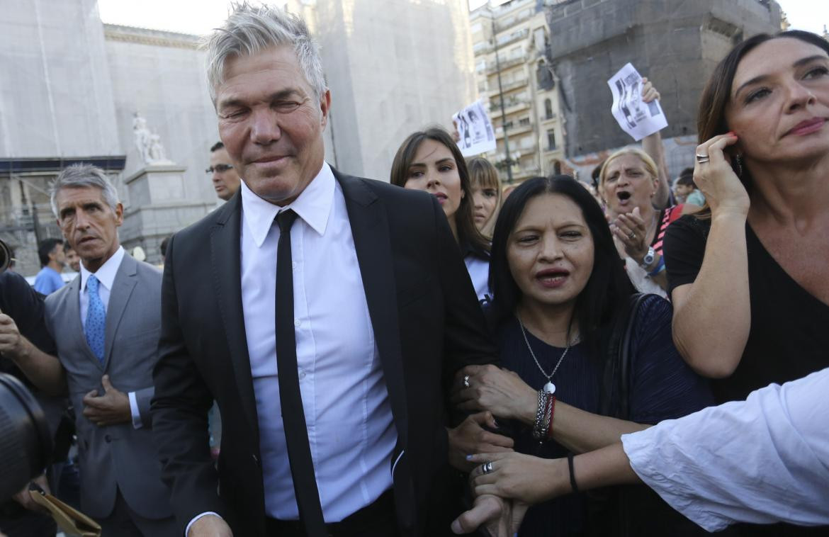 Fernando Burlando en la marcha a un mes de la muerte de Báez Sosa, NA