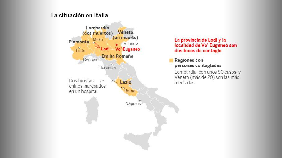 Coronavirus en Italia, avance de la epidemia