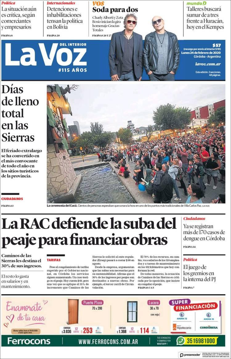 Tapa La Voz, lunes 24 de febrero de 2020