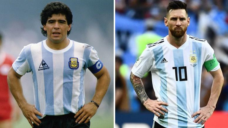 Maradona y Messi, fútbol