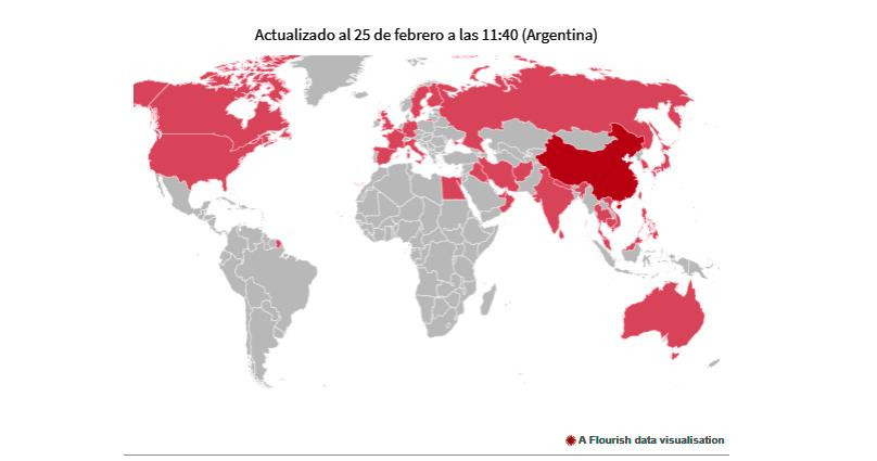 Coronavirus, mapa actualizado pór países