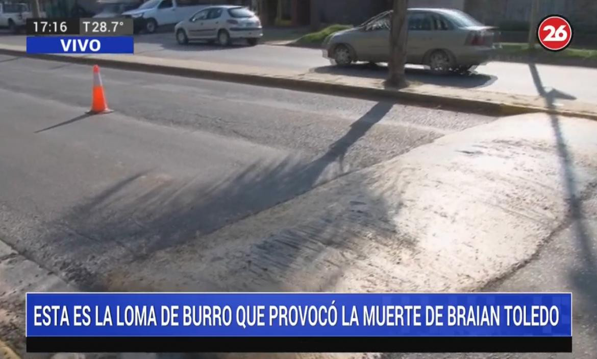 Lugar donde se produjo el fatal accidente de Braian Toledo, CANAL 26