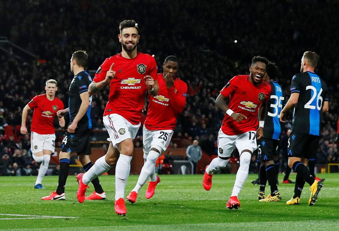 Festejo de Manchester United ante Club Brujas por Europa League, REUTERS
