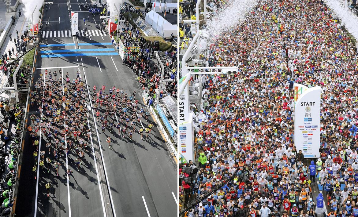 Efecto Coronavirus en Tokio, maratón con 300 participantes, 2020-2019, REUTERS