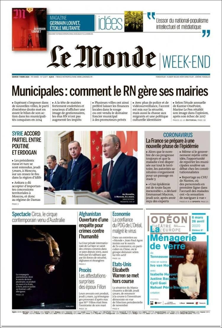 Tapas de diarios, 07-02-20, LE MONDE