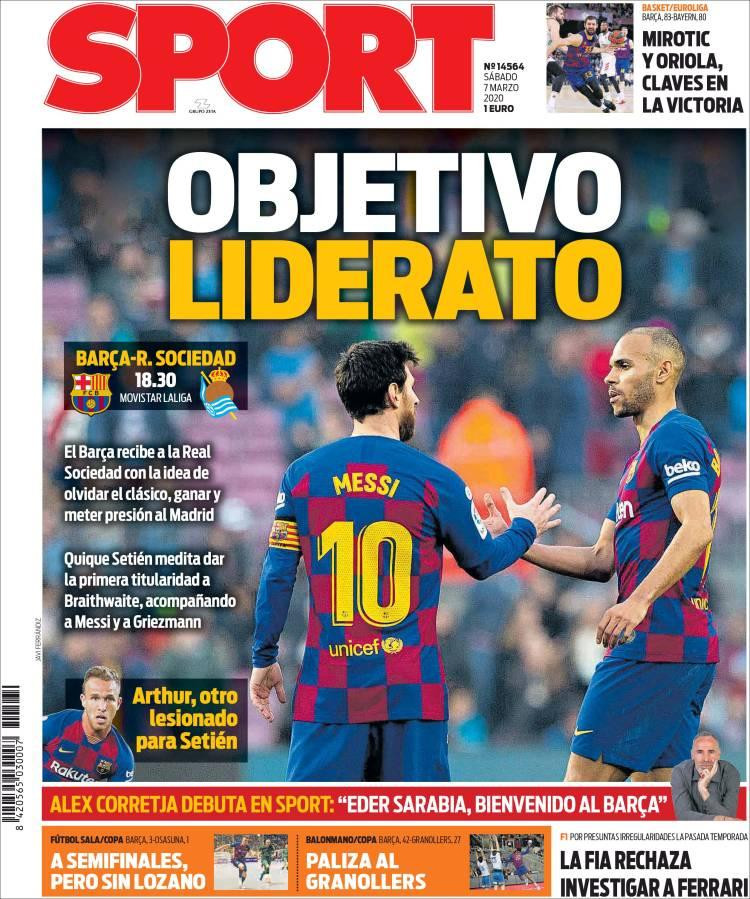 Tapas de diarios, 07-02-20, SPORT