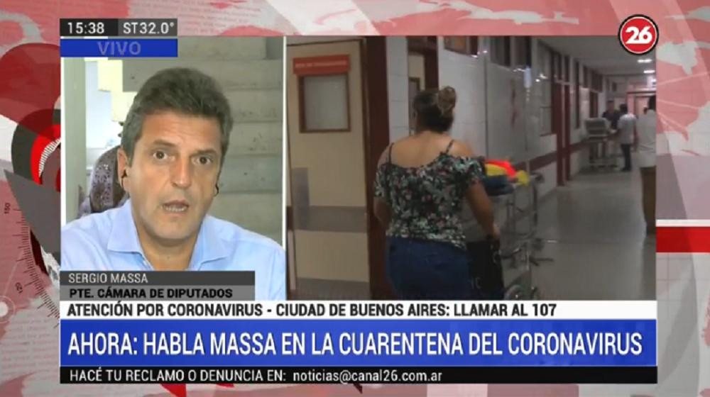 Sergio Massa, coronoavirus, Canal 26