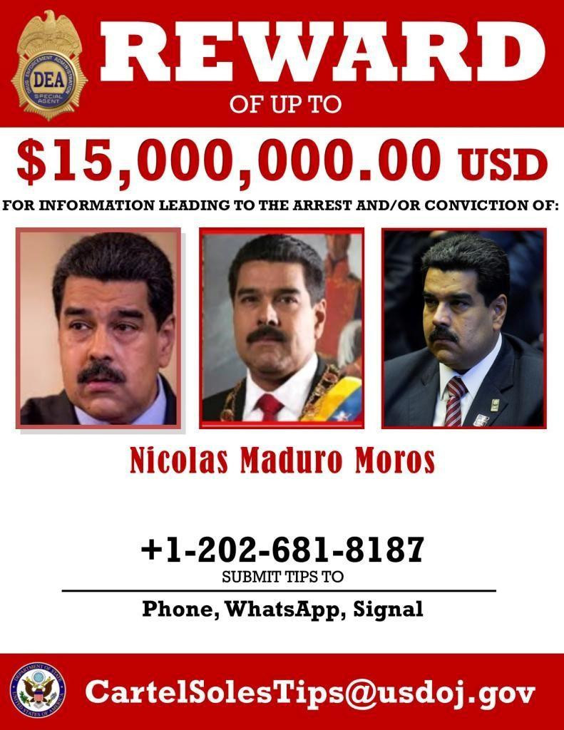 Recompensa de Estados Unidos por Nicolás Maduro, REUTERS
