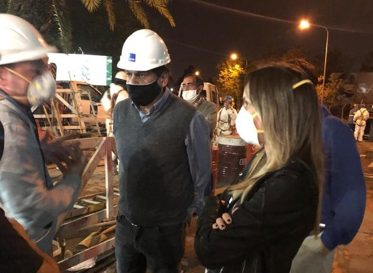 Malena Galmarini estuvo presente en la obra de reparación de grandes conductos que aysa realiza en Pacheco,Tigre.