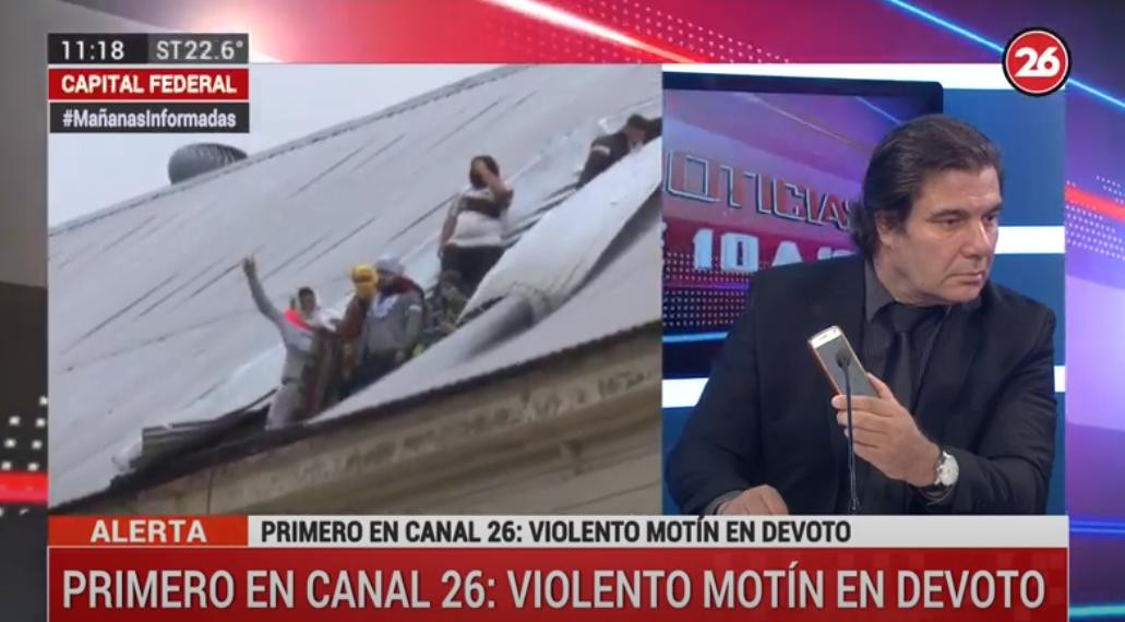 Motín en penal de Devoto, audio de preso, CANAL 26