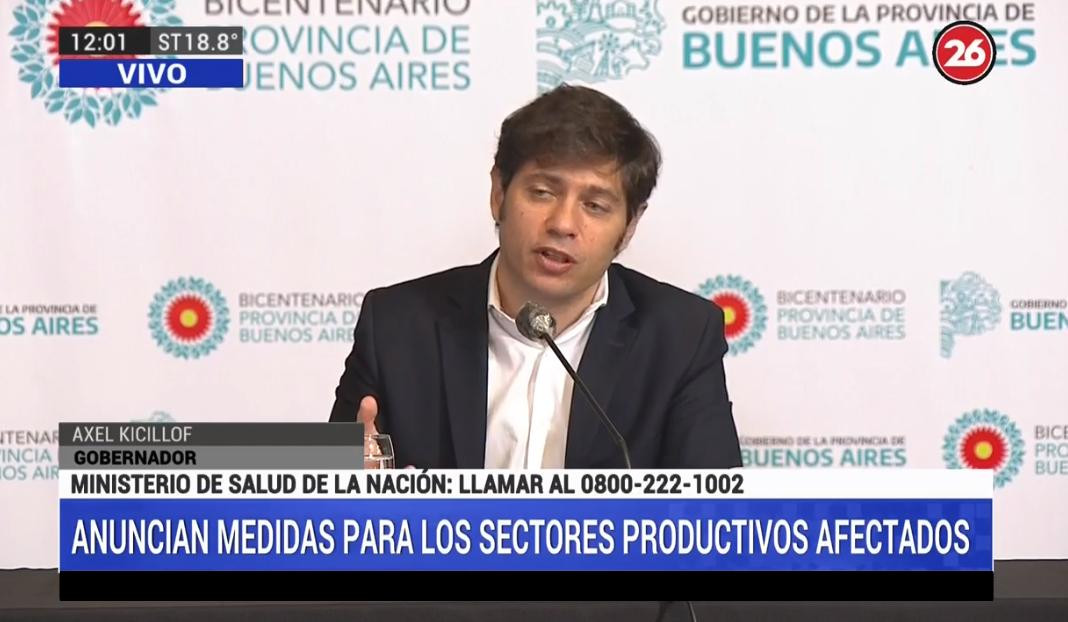 Anuncios económicos de Axel Kicillof, gobernador de Provincia, Canal 26