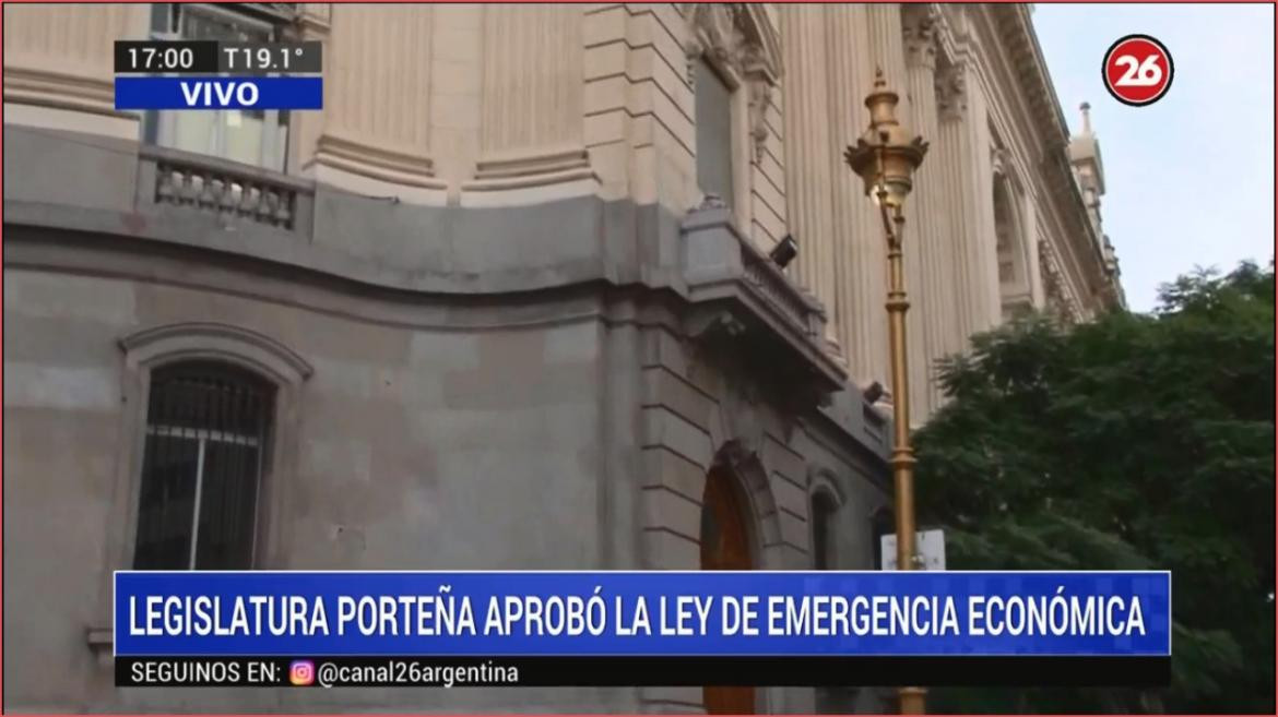 Legislatura Porteña, Emergencia económica, Canal 26