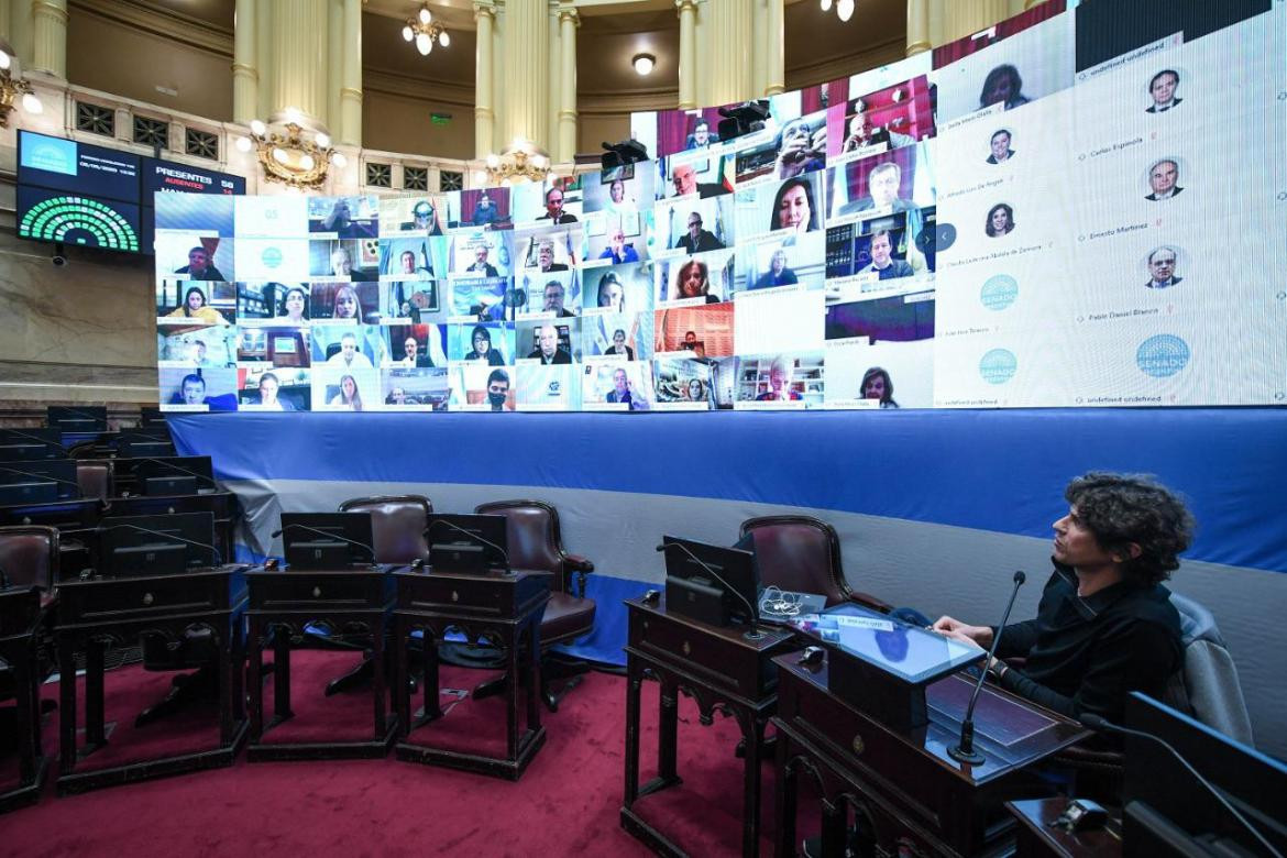 Prueba de sesión virtual en el Senado