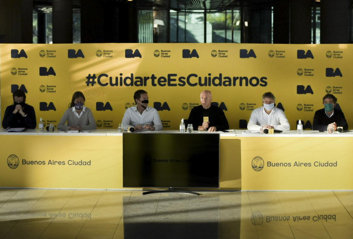 Anuncio de Horacio Rodríguez Larrera y su gabinete por cuarentena en la Ciudad, AGENCIA NA