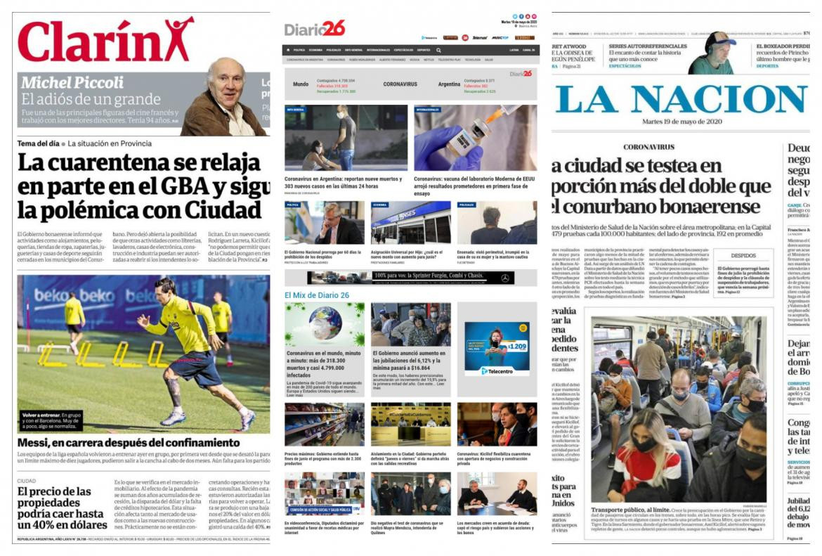 Tapas de diarios, martes 19 de mayo de 2020