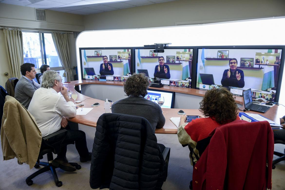 Alberto Fernández mantuvo este mediodia una reunion via teleconferencia con los gobernadores