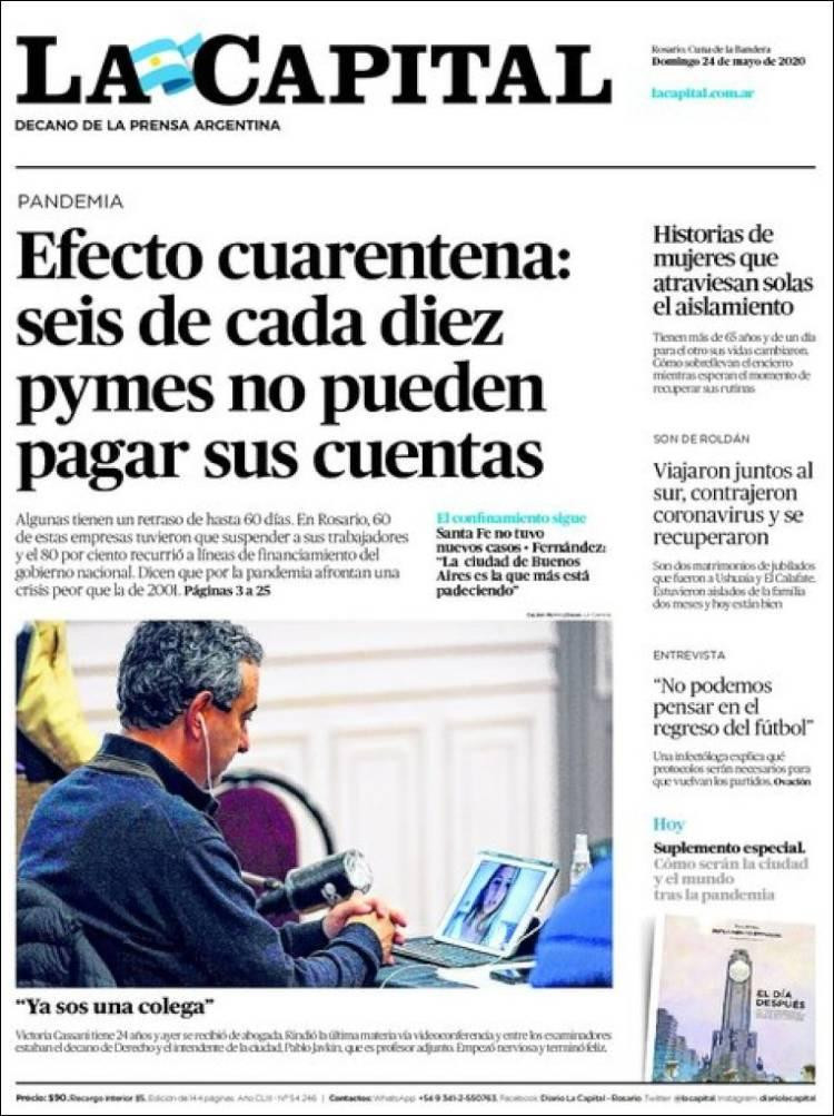 Tapas de diarios, La capital, domingo 24 de mayo de 2020	
