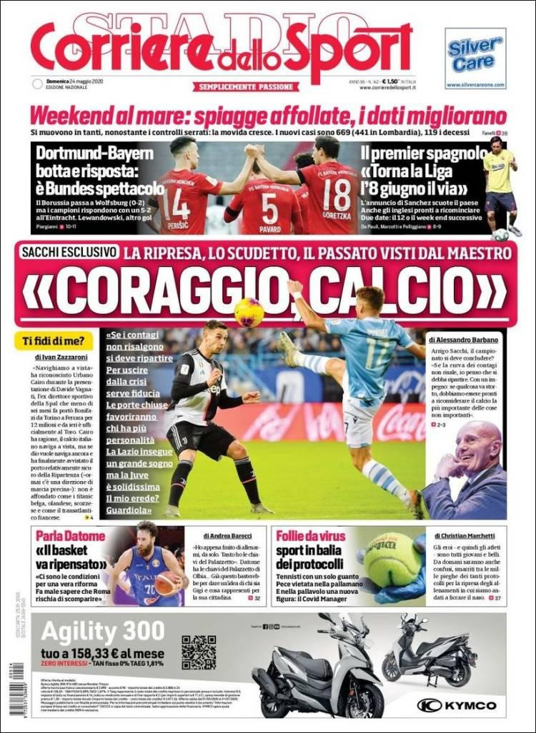 Tapas de diarios, Corriere dello sport, domingo 24 de mayo de 2020	