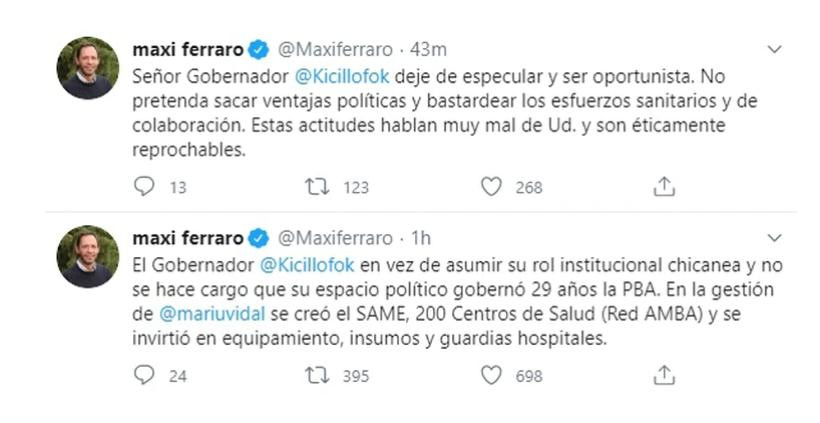Tuits contra Kicillof	