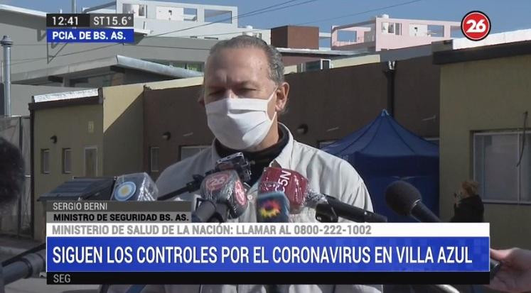 Sergio berni sobre coronavirus en Azul