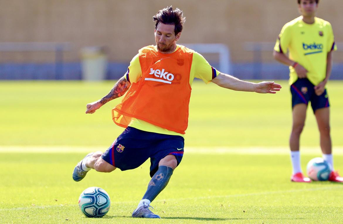 Lionel Messi en entrenamiento del Barcelona, AGENCIA NA