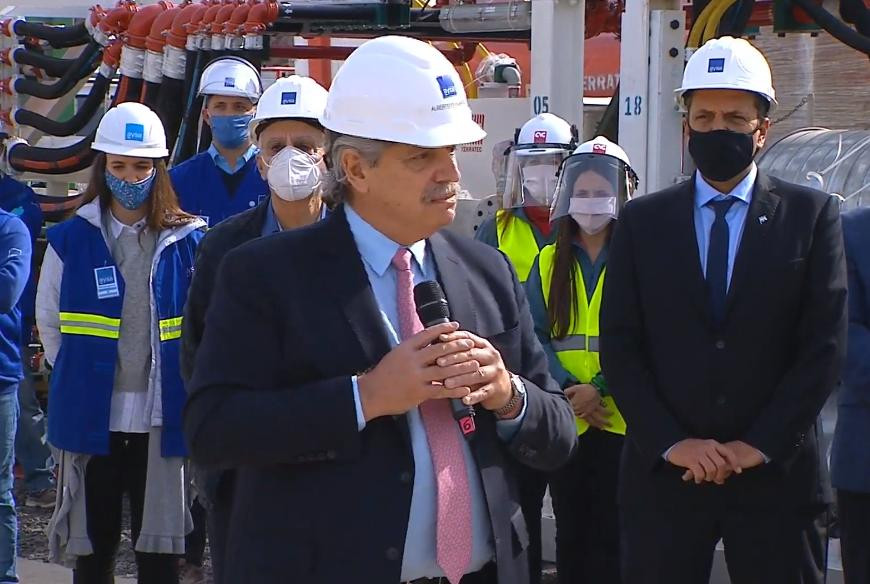 Alberto Fernández, inauguración de planta de AySA