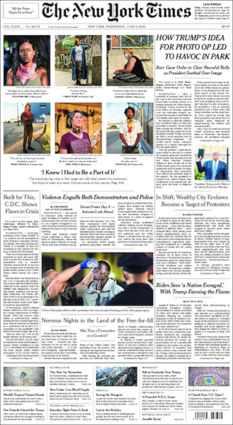 Tapas de diarios, The New York Times, miercoles 3 de junio de 2020	