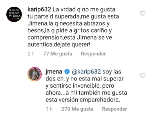 Jimena Barón, respuesta en Instagram