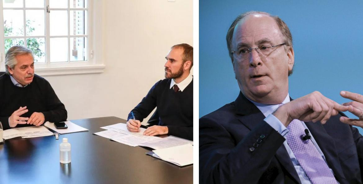 Martín Guzmán y Alberto Fernández, Larry Fink, CEO de BlackRock, deuda