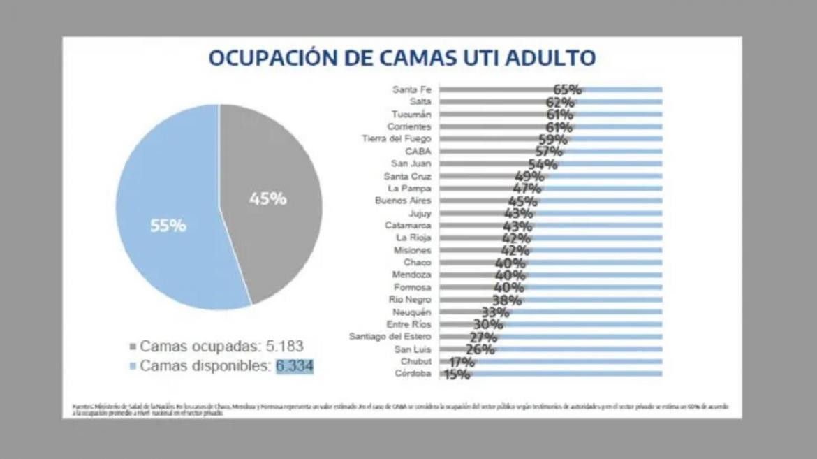 Gráfico de camas de  terapia intensiva en el país, MINISTERIO DE SALUD