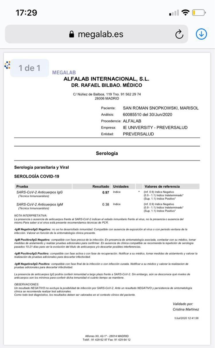 Estudio de Argentina con coronavirus en españa