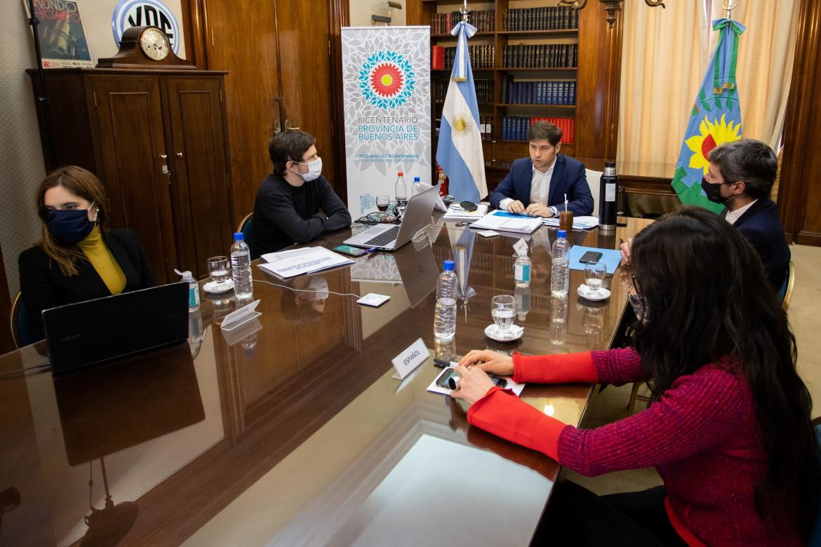 El gobernador de la provincia de Buenos Aires, Axel Kicillof, encabezo videoconferencia para anuncios para el sector productivo, ATP Bonaerense, Foto NA