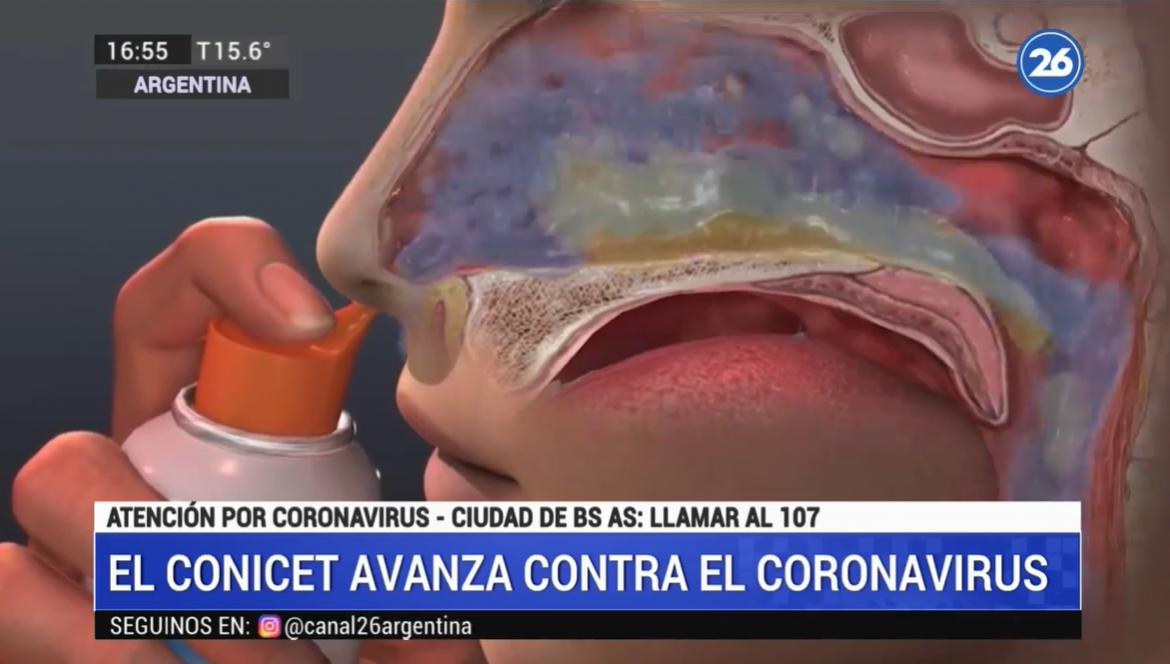 Spray nasal contra coronavirus, Canal 26
