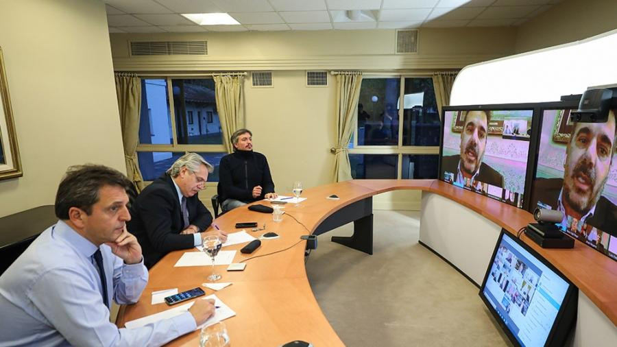 Reunión de Alberto Fernández con miembros de Juntos por el Cambio, videoconferencia en Olivos