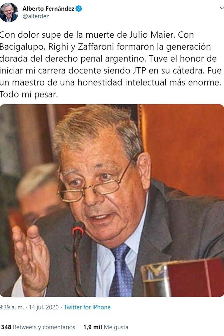 Muerte de Julio Maier, jurista, Justicia, NA