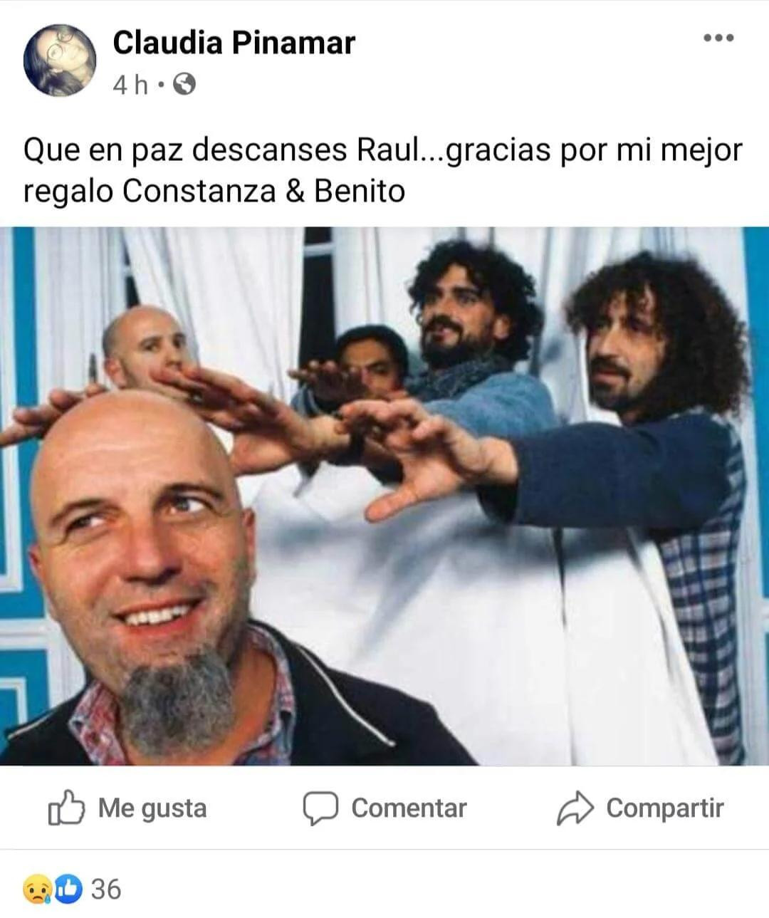 Mensaje por muerte de Raúl Pagano, música, redes sociales