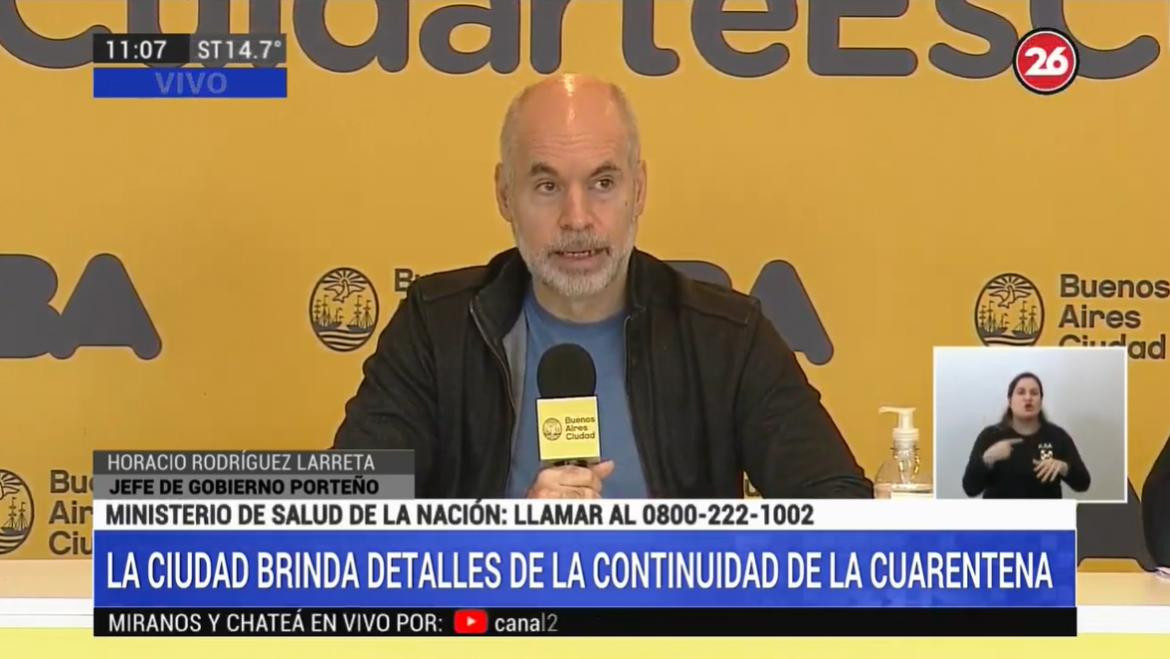 Horacio Rodríguez Larreta, canal 26