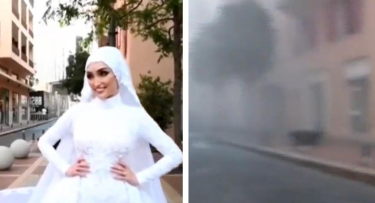 Video, explosión en El Líbano, novia