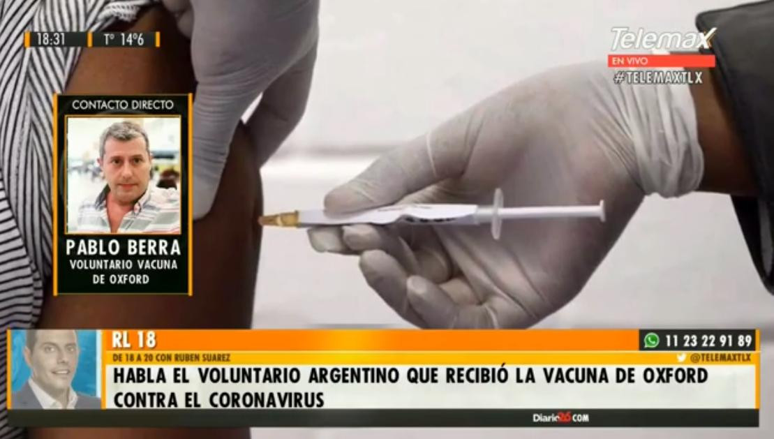Pablo Berra, argentino que se aplicó la vacuna de Oxford, Radio Latina
