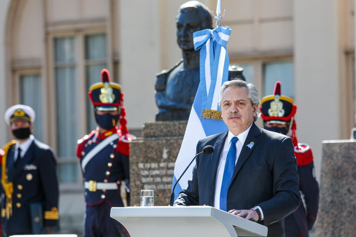 Alberto Fernández, acto por 17 agosto, Agencia NA