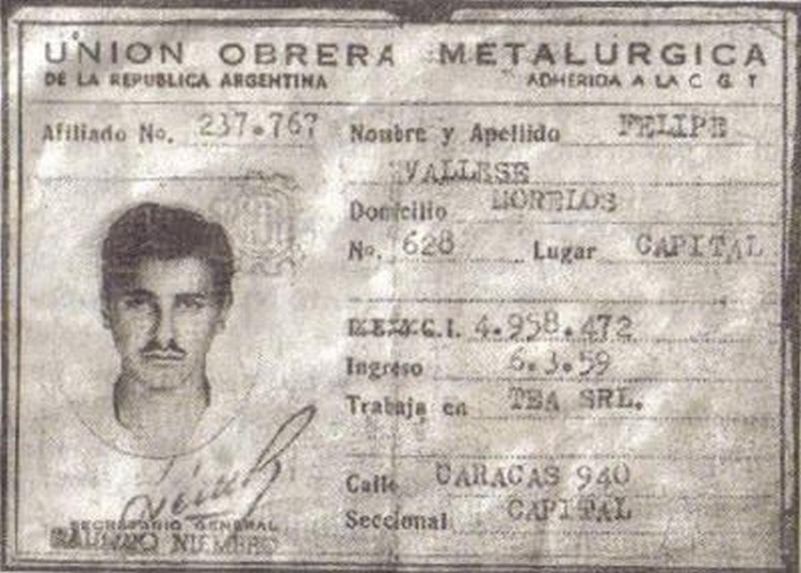 Felipe Vallese desaparecido - Carnet UOM