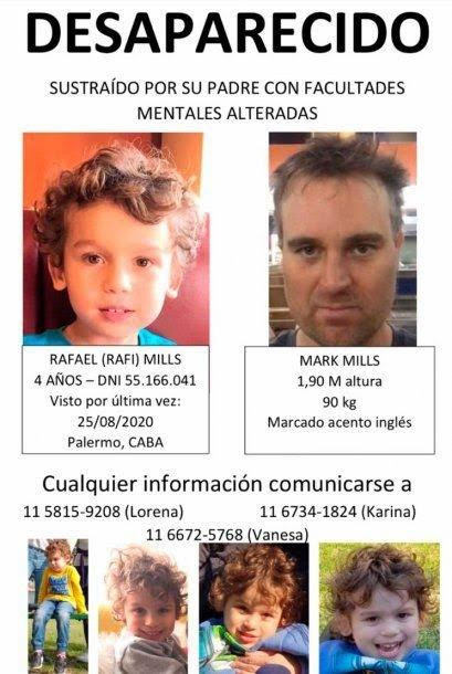 Rafael Mills, nene secuestrado por su padre denunciado por violencia de género